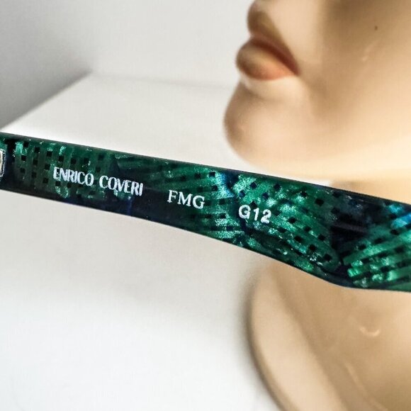 Vintage Enrico Coveri Green Abstract Print Eyeglasses Frames 111- 410